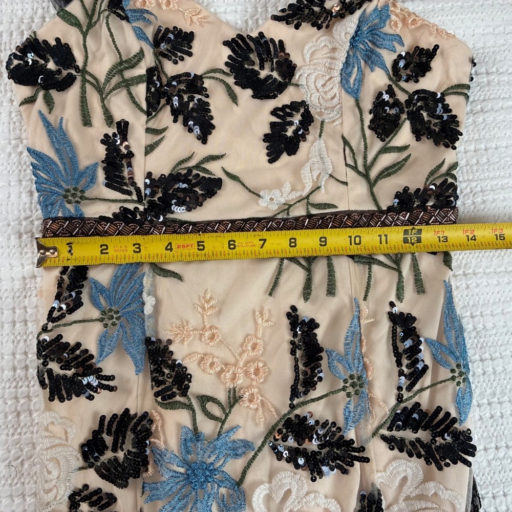 Lulus Show Stopper Dress M Midi Mesh Embroidered Sequin Floral Wedding Party - Picture 15 of 16
